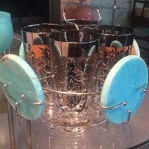 Vintage Kimiko mid century marble cocktail set